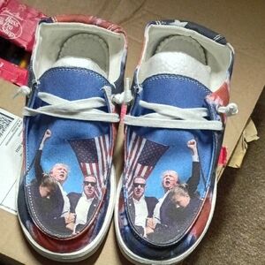 Donald Trump Patriotic Slip-On Loafers -Shoes - Blue/Red
